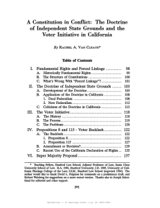 A Constitution in Conflict: The Doctrine of Independent State