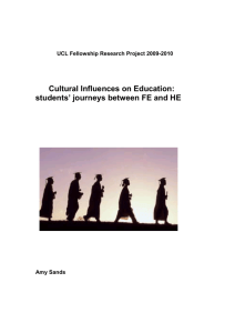 Cultural Influences on Education: students' journeys between FE