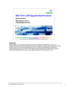 DB2 10 for LUW Upgrade Best Practices