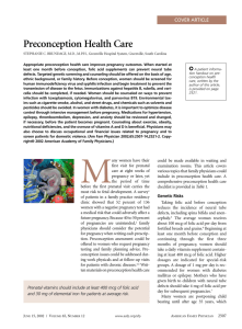 Preconception Health Care - American Academy of Family Physicians