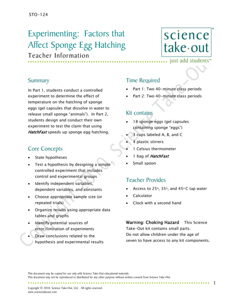 Experimenting Factors That Affect Sponge Egg Science Take Out