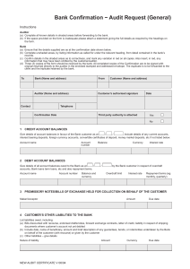 Bank Confirmation − Audit Request (General)