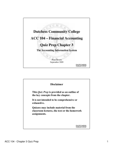 Dutchess Community College ACC 104 – Financial Accounting Quiz