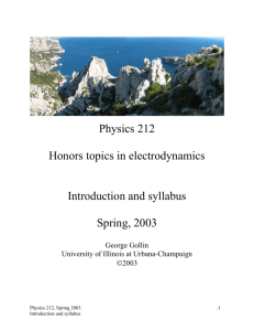 Honors Topics in Electrodynamics