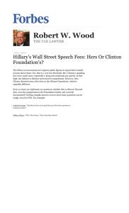 Hillary's Wall Street Speech Fees: Hers Or Clinton