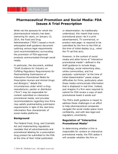 Pharmaceutical Promotion and Social Media: FDA Issues A Trial