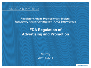 FDA Regulation of Advertising and Promotion