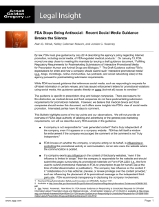 FDA Stops Being Antisocial: Recent Social Media Guidance Breaks