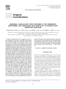 Abnormal Coagulation Tests Obtained in the Emergency