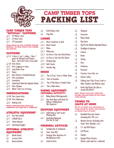 packing list - Camp Timber Tops
