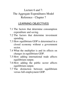 Lecture 6 and 7: The Aggregate Expenditures Model Reference