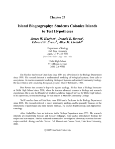 Island Biogeography: Students Colonize Islands to Test