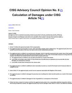 Calculation of Damages under CISG Article 74[**]