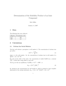 Determination of the Solubility Product of an Ionic