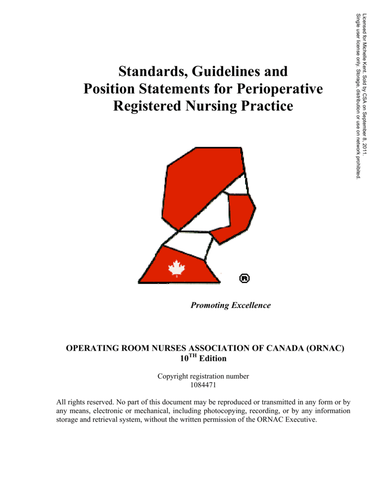 Standards Guidelines And Position Statements For Perioperative