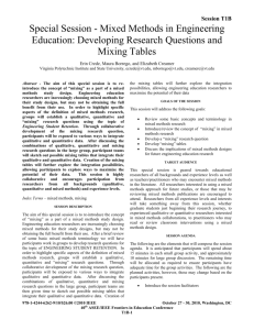 Special Session - Mixed Methods in Engineering Education
