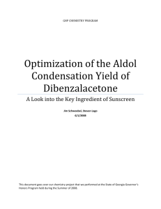 Optimization of the Aldol Condensation Yield of Dibenzalacetone