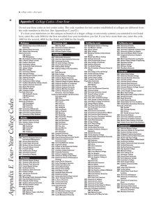 Appendix EF our-Y ear College Codes