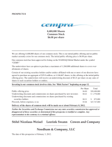 Stifel Nicolaus Weisel Leerink Swann Cowen and Company