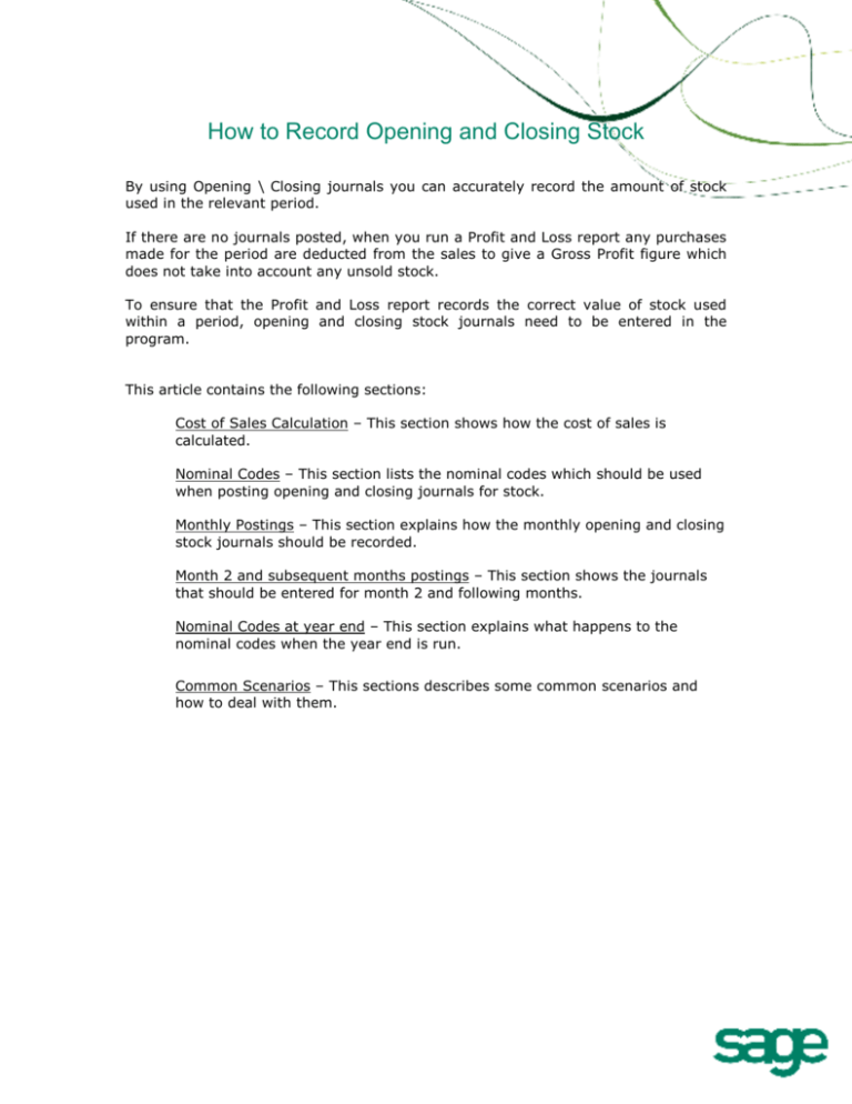 How To Record Opening And Closing Stock How To Record Opening And Closing Stock