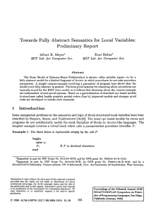Towards Fully Abstract Semantics for Local Variables: Preliminary