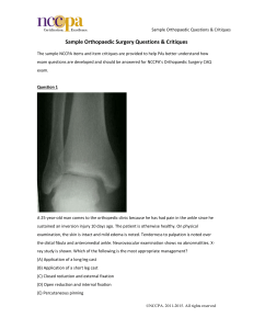 Sample Orthopaedic Surgery Questions & Critiques