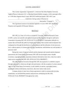 License Agreement - The Johns Hopkins University Applied Physics