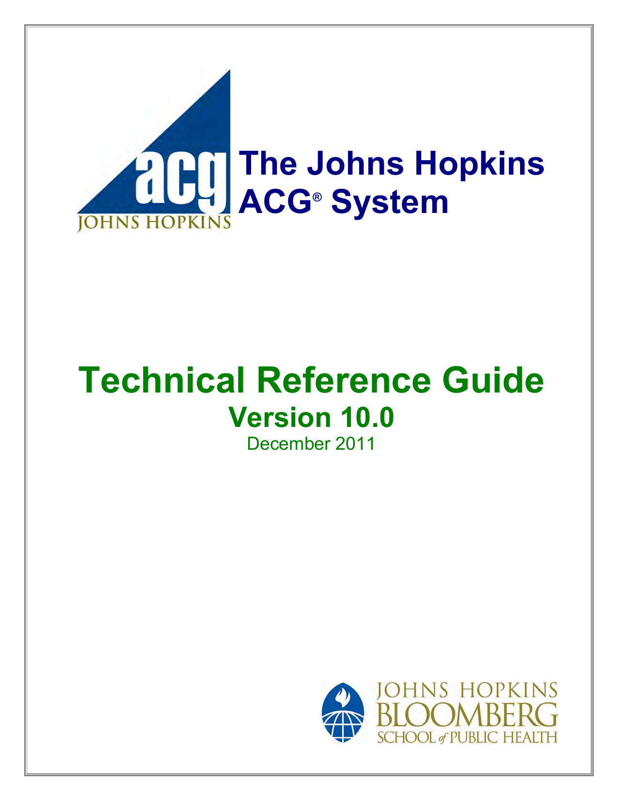 The Johns Hopkins Acg System Technical Reference Guide