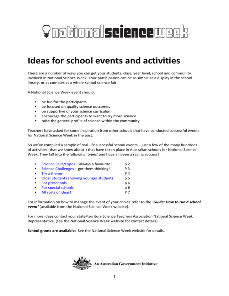 Ideas For School Events And Activities