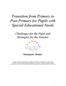 Transition from Primary to Post-Primary for Pupils with Special