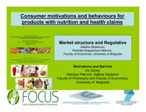 Consumer motivations and behaviours for products - Focus