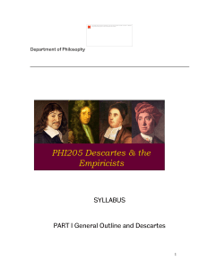 SYLLABUS PART I General Outline and Descartes