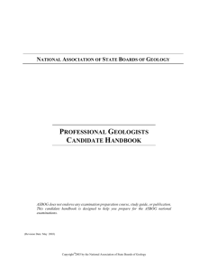 PROFESSIONAL GEOLOGISTS CANDIDATE HANDBOOK