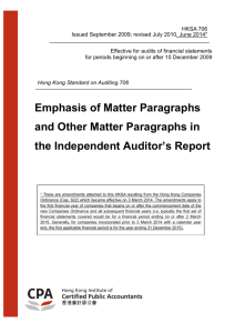 Emphasis of Matter Paragraphs and Other Matter Paragraphs in the