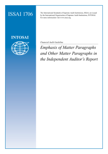 Emphasis of Matter Paragraphs and Other Matter