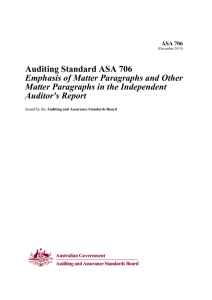 Auditing Standard ASA 706 Emphasis of Matter Paragraphs and