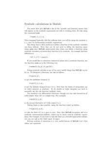 Symbolic calculations in Matlab: