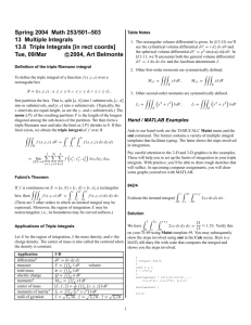 Spring 2004 Math 253/501–503 13 Multiple Integrals 13.8 Triple