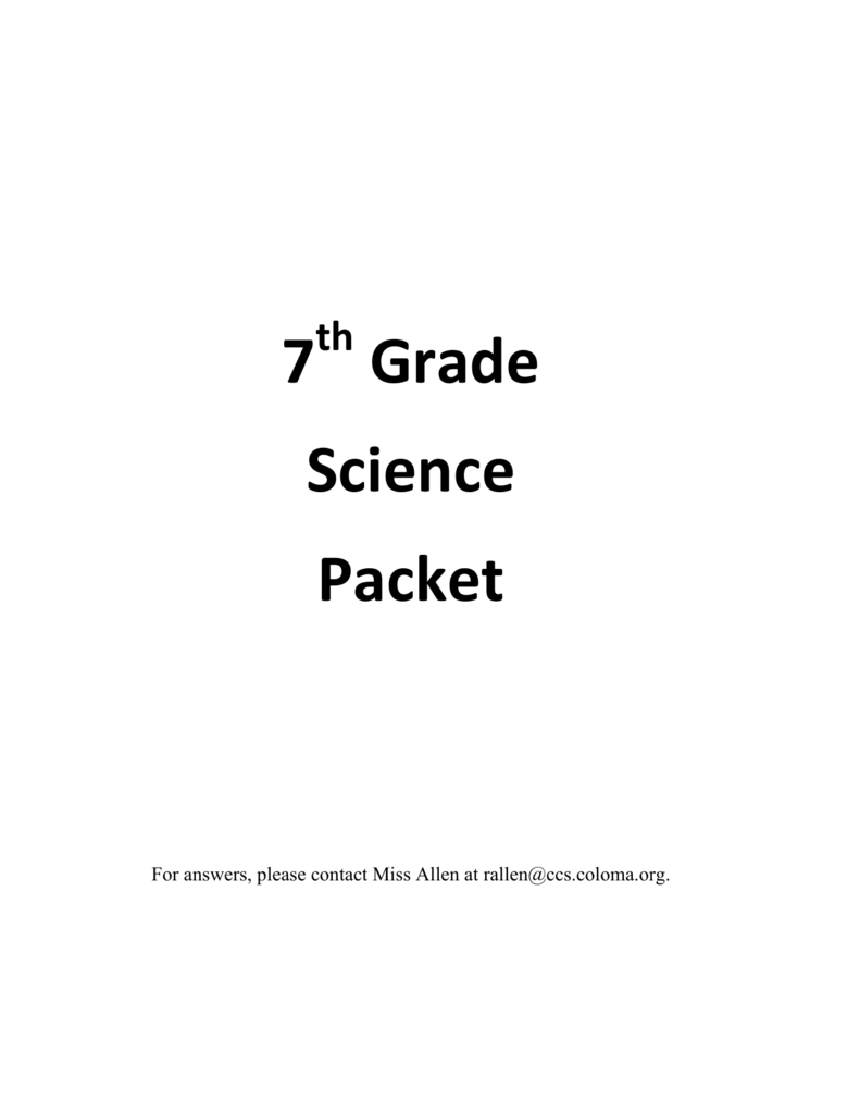 7th Grade Science Packet