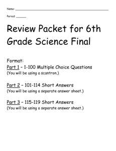 Review Packet for 6th Grade Science Final - Mrs.Deringer
