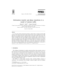 Information transfer and phase transitions in a model of internet tra c