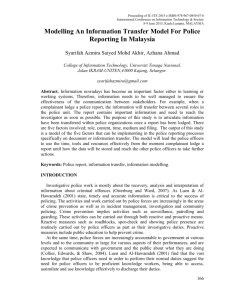 Modelling An Information Transfer Model For Police Reporting In