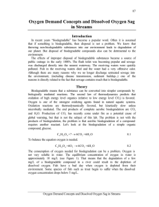 Oxygen Demand Concepts and Dissolved Oxygen Sag in Streams