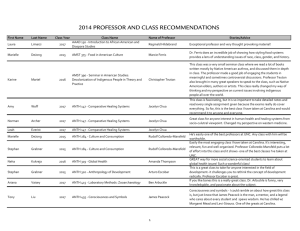 2014 professor and class recommendations