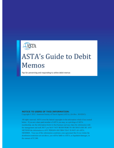 ASTA's Guide to Debit Memos - Airlines Reporting Corporation