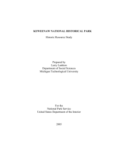 KEWEENAW NATIONAL HISTORICAL PARK Historic Resource Study