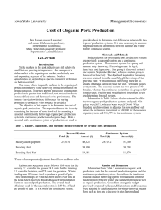 Cost of Organic Pork Production