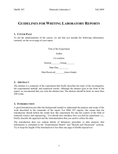 GUIDELINES FOR WRITING LABORATORY REPORTS