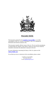 Credit Unions Act - Prince Edward Island