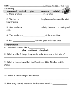 The Lemonade War Comprehension Question Packet